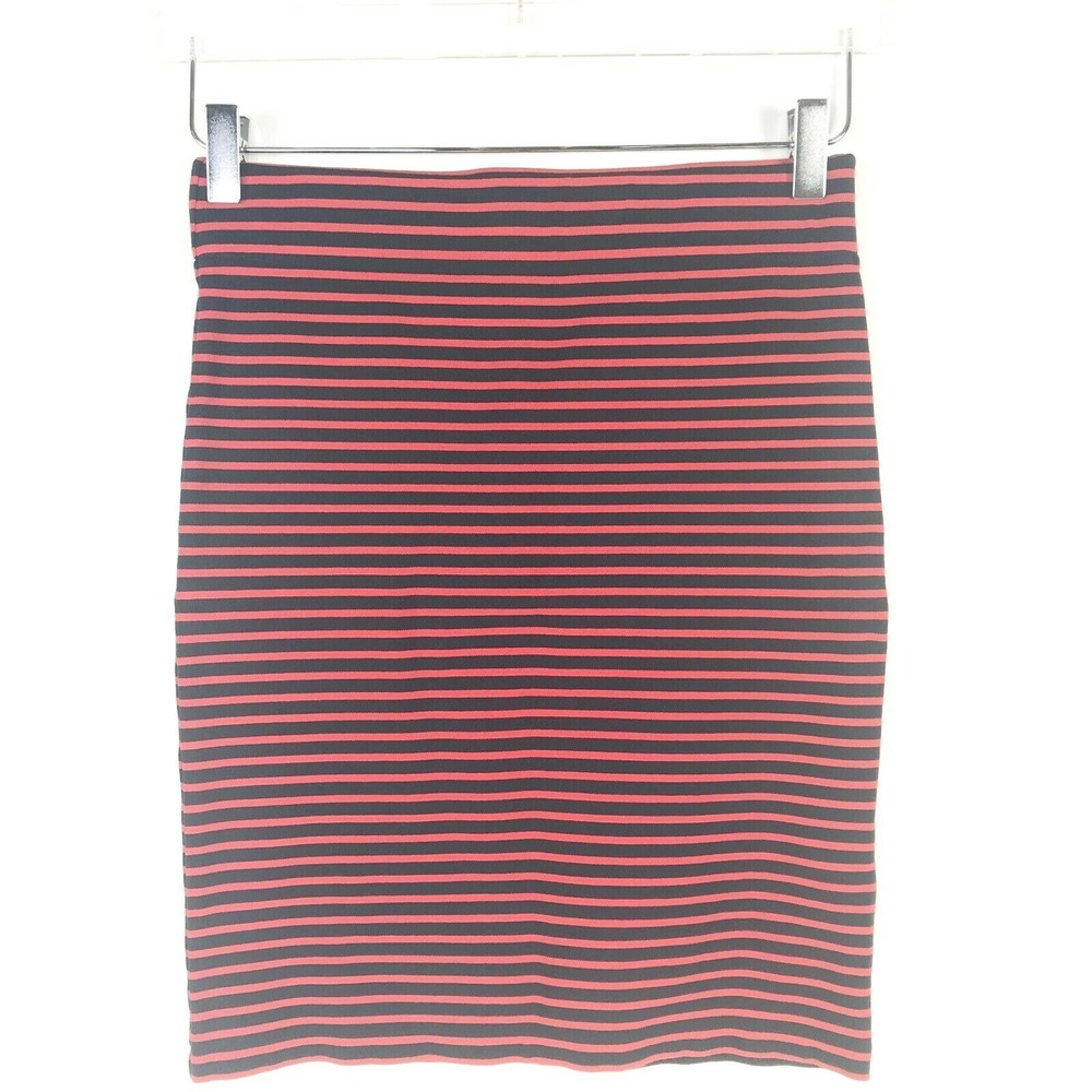 Madewell Skirt Womens Medium Navy Blue Red Striped Mini Pull On Stretch Preppy